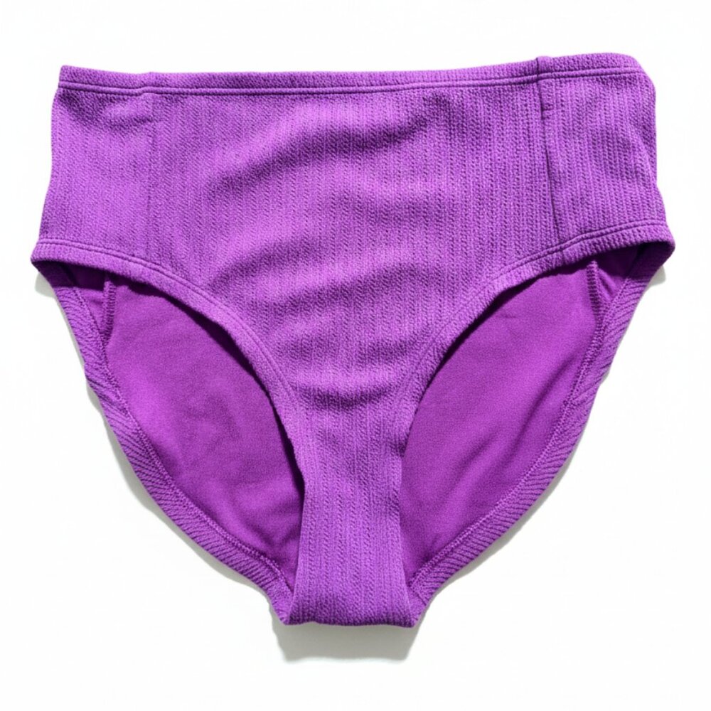 DSG Girls' Swim Bottoms High Waisted Bikini Ribbed Vibrant Violet UPF 50+ NWT